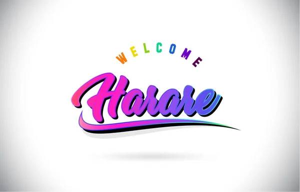 Witamy w Harare słowo tekst z Creative fioletowy różowy Handwritte — Wektor stockowy