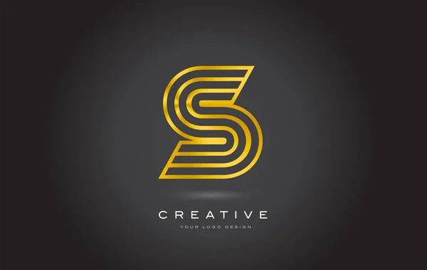 S Gold Letter monograma Logo Design Vector. Ícone de ouro S moderno — Vetor de Stock