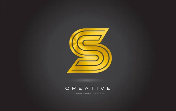 S Gold Letter Monogram Logo Design Vector. Icône d'or moderne S — Image vectorielle