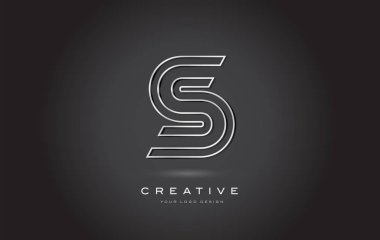 S gümüş çelik harf Monogram Logo tasarlamak vektör. Modern S altın