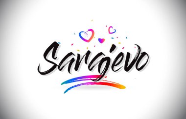 Word metni sevgi kalpleri ve yaratıcı el ile Saraybosna Hoşgeldiniz