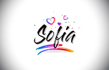 Sofia Word metni sevgi kalpleri ve yaratıcı Handwri hoş geldiniz