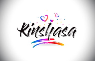 Word metni sevgi kalpleri ve yaratıcı el ile Hoşgeldiniz Kinshasa