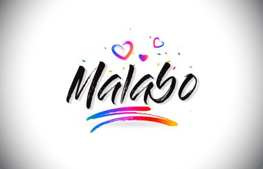 Malabo Word metni sevgi kalpleri ve yaratıcı Handwr hoş geldiniz