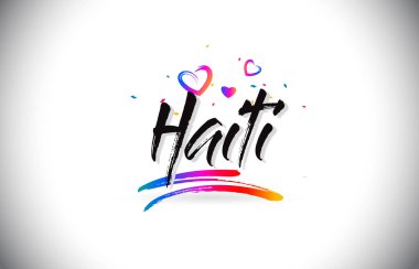 Sevgi kalpleri ve yaratıcı Handwri Word metin Haiti Hoşgeldiniz