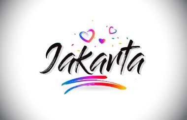 Jakarta Word metni sevgi kalpleri ve yaratıcı Handw hoş geldiniz