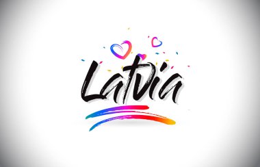 Word metni sevgi kalpleri ve yaratıcı Handwr hoşgeldiniz Letonya