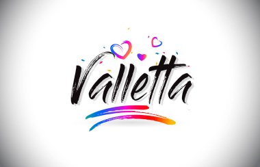 Word metni sevgi kalpleri ve yaratıcı el ile Hoşgeldiniz Valletta