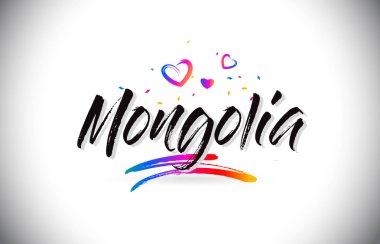 Word metni sevgi kalpleri ve yaratıcı el ile Moğolistan Hoşgeldiniz
