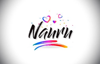 Nauru Word metni sevgi kalpleri ve yaratıcı Handwri hoş geldiniz