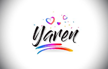 Yaren Word metni sevgi kalpleri ve yaratıcı Handwri hoş geldiniz