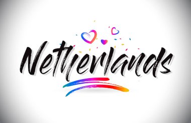 Word metni sevgi kalpleri ve yaratıcı H ile Hollanda Hoşgeldiniz