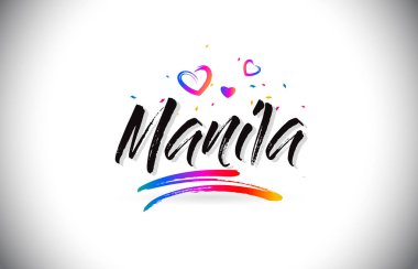 Sevgi kalpleri ve yaratıcı Handwr Word metin Manila Hoşgeldiniz