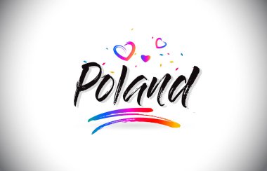 Word metni sevgi kalpleri ve yaratıcı Handwr ile Polonya Hoşgeldiniz