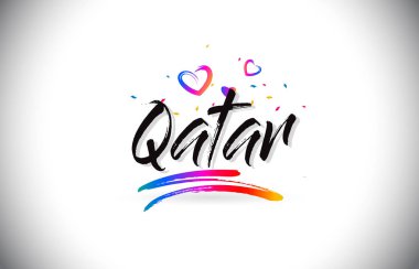 Word metni sevgi kalpleri ve yaratıcı Handwri Hoşgeldiniz Katar