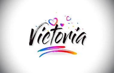 Word metni sevgi kalpleri ve yaratıcı el ile Victoria Hoşgeldiniz