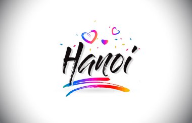 Hanoi Word metni sevgi kalpleri ve yaratıcı Handwri hoş geldiniz