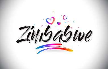 Word metni sevgi kalpleri ve yaratıcı el ile Zimbabve Hoşgeldiniz