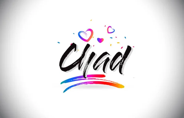 Chad Word metni sevgi kalpleri ve yaratıcı Handwrit hoş geldiniz — Stok Vektör