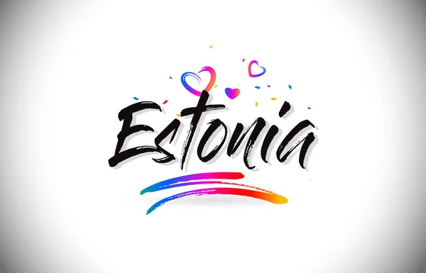 Естонія Ласкаво просимо слова тексту з любов'ю серця і творчого Handw — стоковий вектор