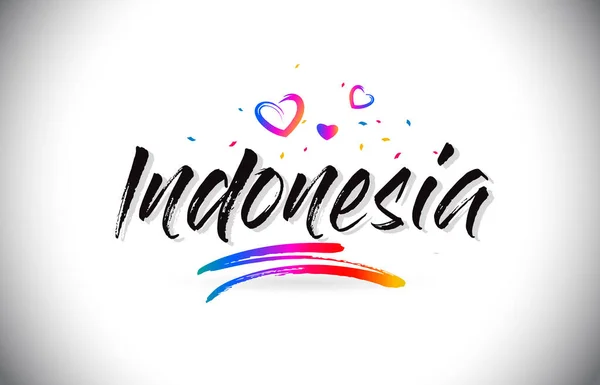 Indonesia Bienvenido al texto de Word con corazones de amor y Han creativo — Archivo Imágenes Vectoriales