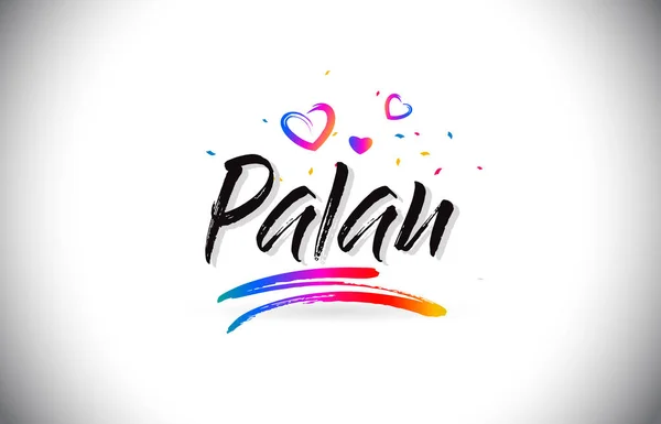 Palau Bienvenido al texto de Word con corazones de amor y Handwri creativo — Vector de stock