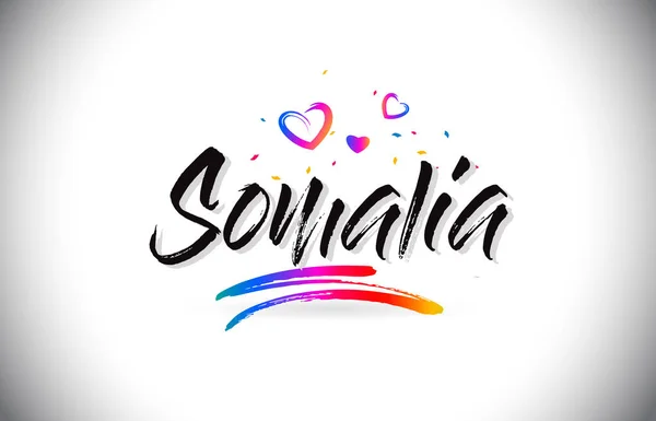 Somalia Benvenuti a Word Text with Love Hearts e Creative Handw — Vettoriale Stock