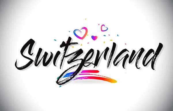 Švýcarsko Vítá vás aplikace Word Text s láskou srdce a kreativní H — Stockový vektor