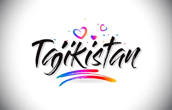 Tadschikistan willkommen zu Wort-Text mit Liebe Herzen und kreative ha — Stockvektor