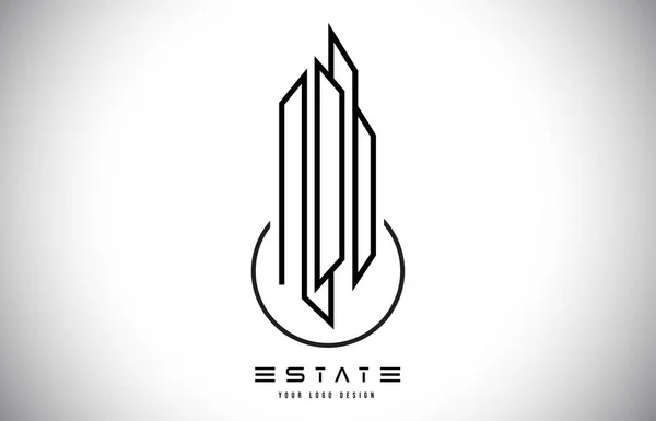 Design de Logotipo de Monograma Moderno Imobiliário. Linhas imobiliárias Abstr — Vetor de Stock