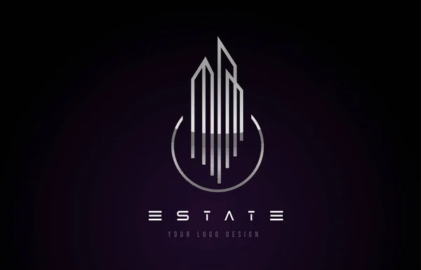 Diseño moderno del logotipo del monograma de Silver Metal Real Estate. Real Estat — Vector de stock