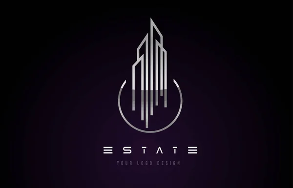 Diseño moderno del logotipo del monograma de Silver Metal Real Estate. Real Estat — Vector de stock