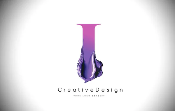 I Lettre Design pinceau coup de peinture. Violet i Lettre Logo Icône wi — Image vectorielle