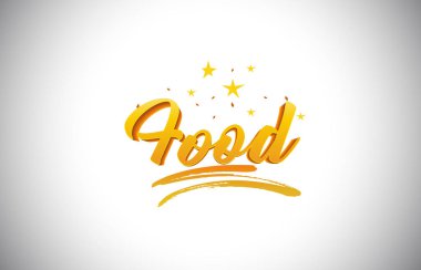 Gıda altın sarı Word metni el yazısı altın canlı renkler ile