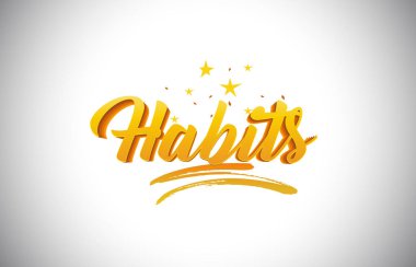 Alışkanlıkları altın sarı Word metni el yazısı altın canlı Col ile