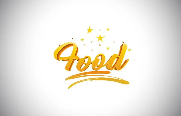 Gıda altın sarı Word metni el yazısı altın canlı renkler ile — Stok Vektör