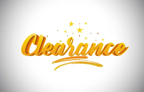 Clearance Golden Yellow Word Text with Handwritten Gold Vibrant — Stock Vector