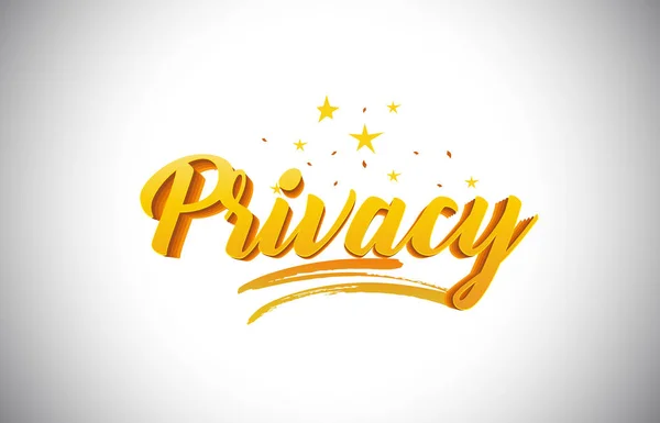 Privacy Golden Yellow Word Text with Handwritten Gold Vibrant Co — Stock Vector