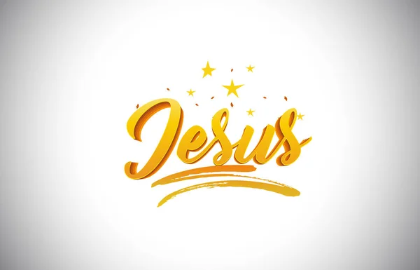 Jesus Golden Yellow Word Text with Handwritten Gold Vibrant Colo — Stock Vector