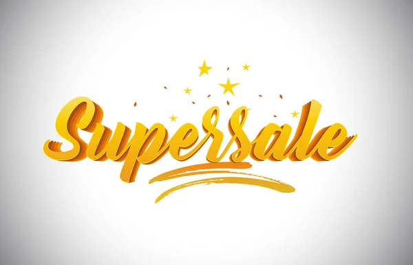 活気のある手書き金 supersale 黄金黄色 Word テキスト — ストックベクタ