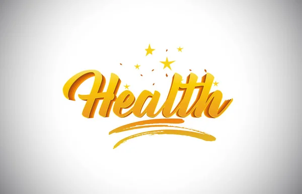 Health Golden Yellow Word Text with Handwritten Gold Vibrant Col — Stock Vector