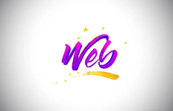 Web lila lila szó szöveg kézírásos élénk színekkel és a — Stock Vector