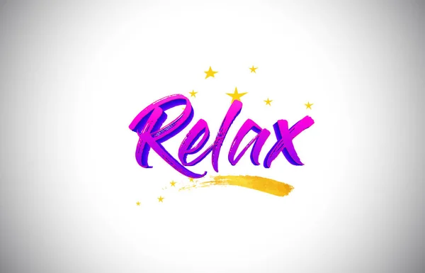 Relax Purple Violet Word Text with Handwritten Vibrant Colors an - Stok Vektor
