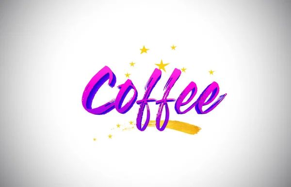 Coffee Purple Violet Word Text with Handwritten Vibrant Colors a — Stock Vector