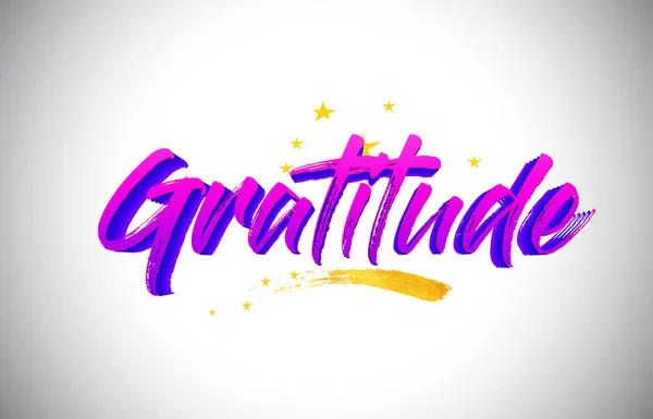 Gratitude Purple Violet Word Text with Handwritten Vibrant Color — Stock Vector