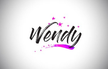 Wendy el yazısıyla yazılmış Word yazı tipi canlı menekşe mor ile yıldız ve