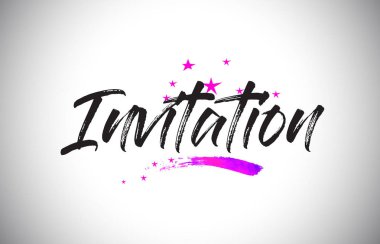 Davet canlı menekşe mor yıldızı ile Word yazı tipi el yazısı