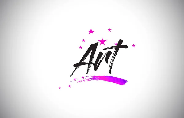 Art Handwritten Word Font com estrelas roxas violetas vibrantes e C — Vetor de Stock