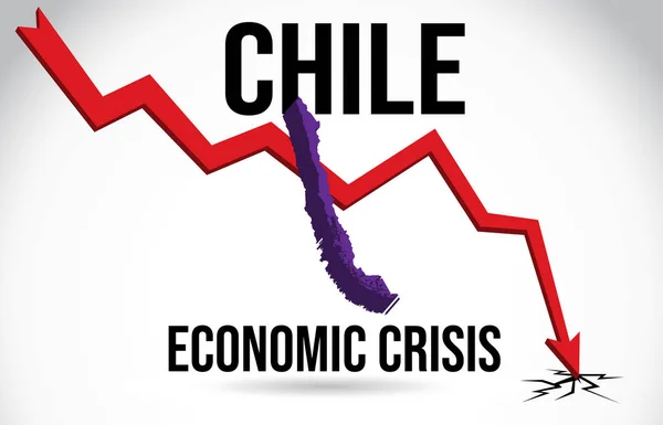 Chile Mapa Crisis Financiera Colapso Económico Crash de Mercado Global — Archivo Imágenes Vectoriales