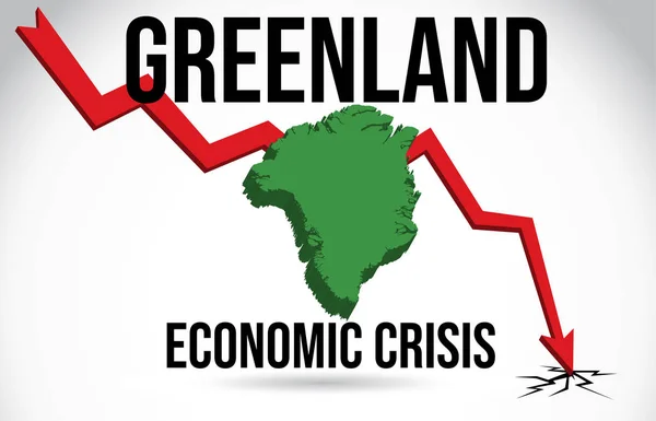 Grönland Karte Finanzkrise wirtschaftlicher Zusammenbruch Marktcrash gl — Stockvektor